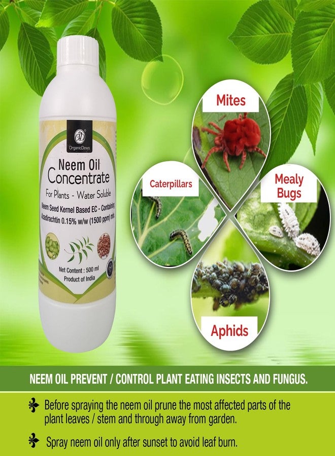 OrganicDews زيت النيم من أورجانيك ديوز بتركيز 1500 جزء في المليون (قابل للذوبان في الماء) مركز للنباتات 500 مل مع كوب قياس 25 مل - لمكافحة حشرات الحدائق - Image 3