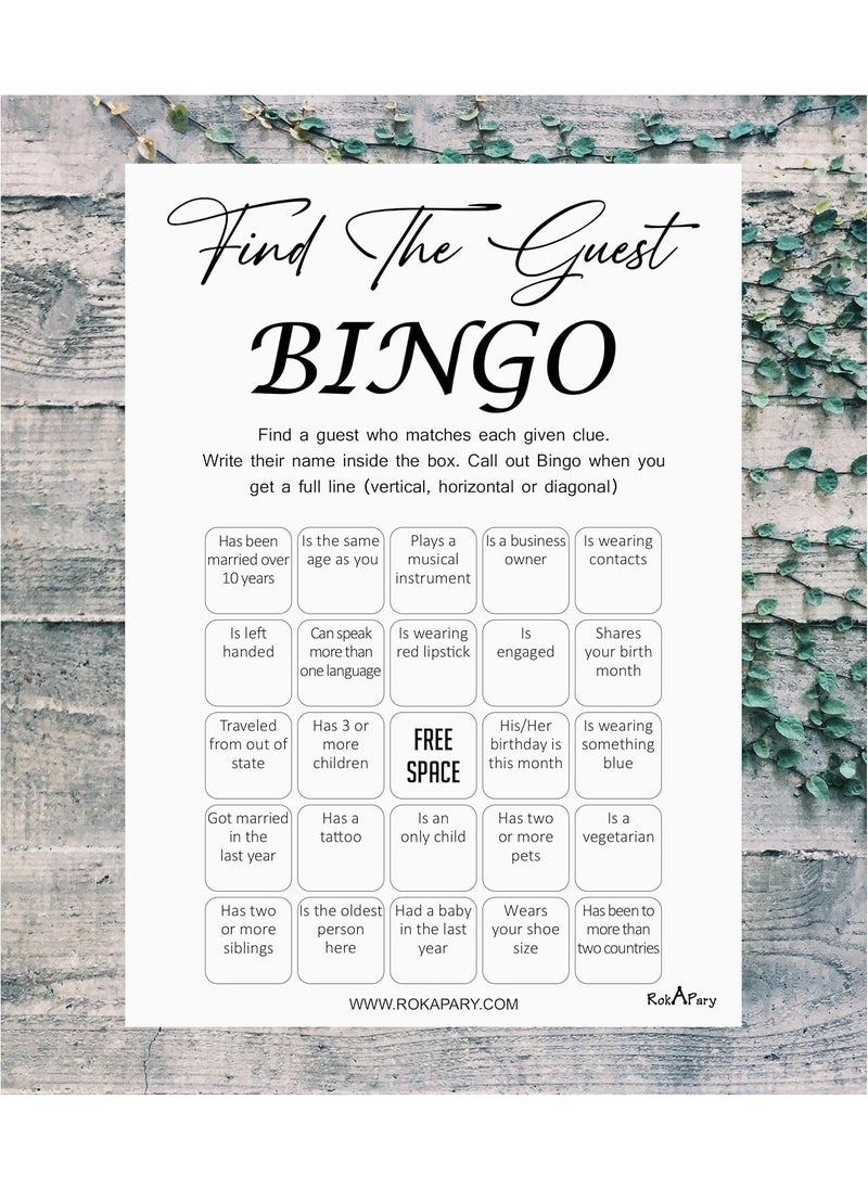 RokAPary RokAPary Modern Minimalist Find The Guest Bingo Game Wedding Bridal Shower Bachelorette or Engagement Party Game Event Activities Play Pack of 50 Cards 5x7 Made in USA Cards 5x7 Made in USA  - Image 2