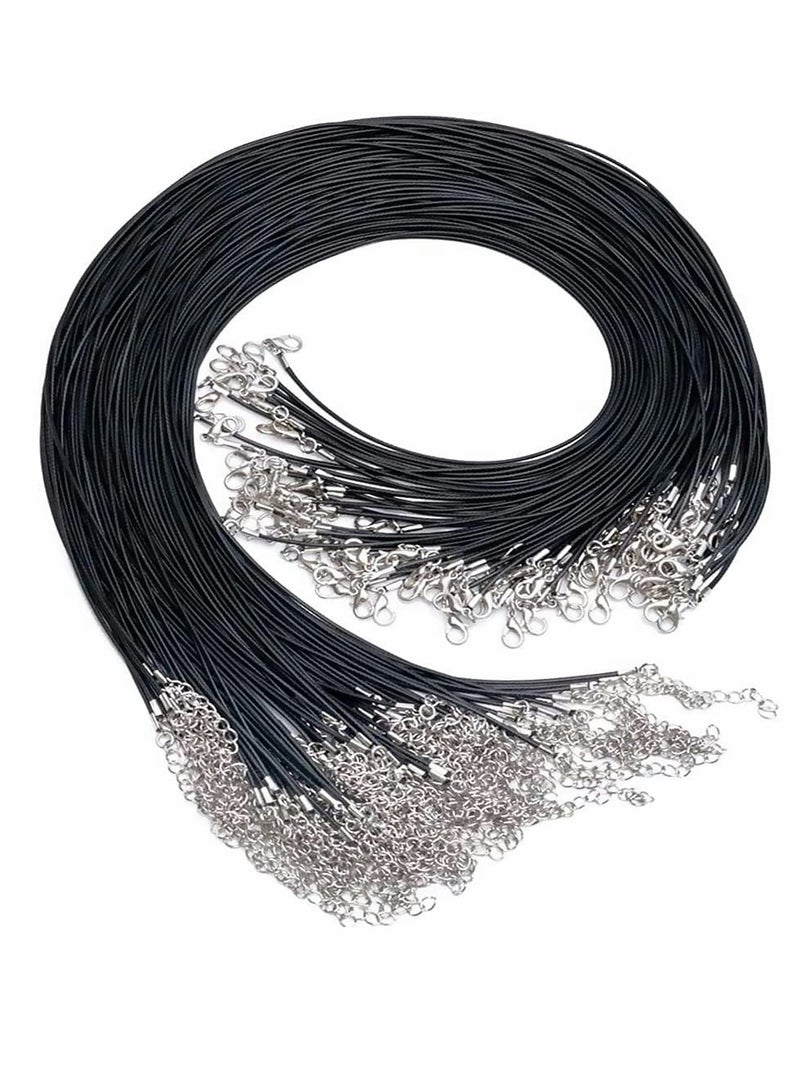 Excefore 100Pcs Black Waxed Necklace Cord with Lobster Clasp Bulk for Bracelet Making - Image 1