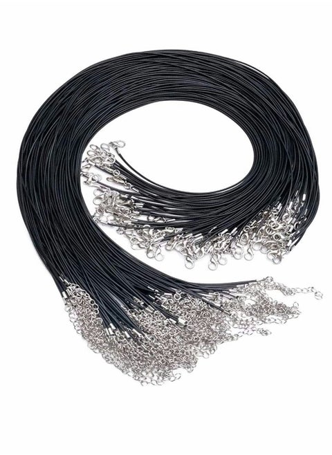 100Pcs Black Waxed Necklace Cord with Lobster Clasp Bulk for Bracelet Making