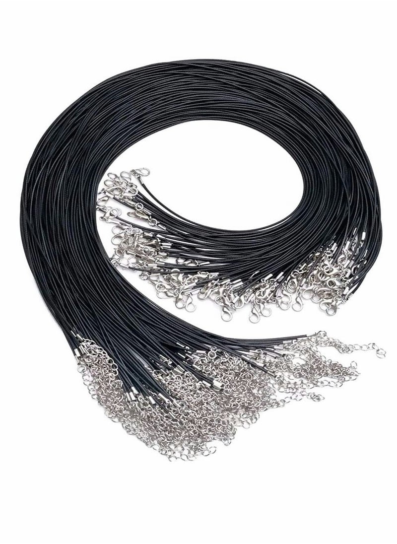 Excefore 100Pcs Black Waxed Necklace Cord with Lobster Clasp Bulk for Bracelet Making  - Image 1