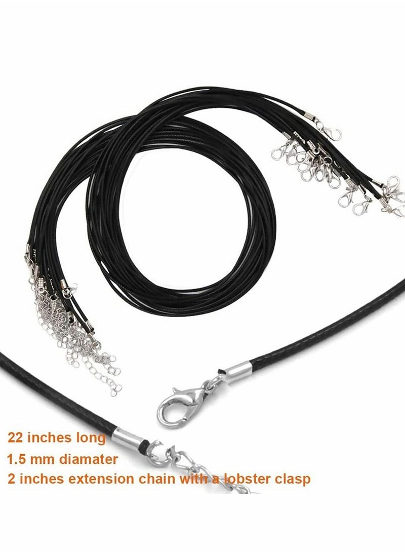 Excefore 100Pcs Black Waxed Necklace Cord with Lobster Clasp Bulk for Bracelet Making  - Image 5