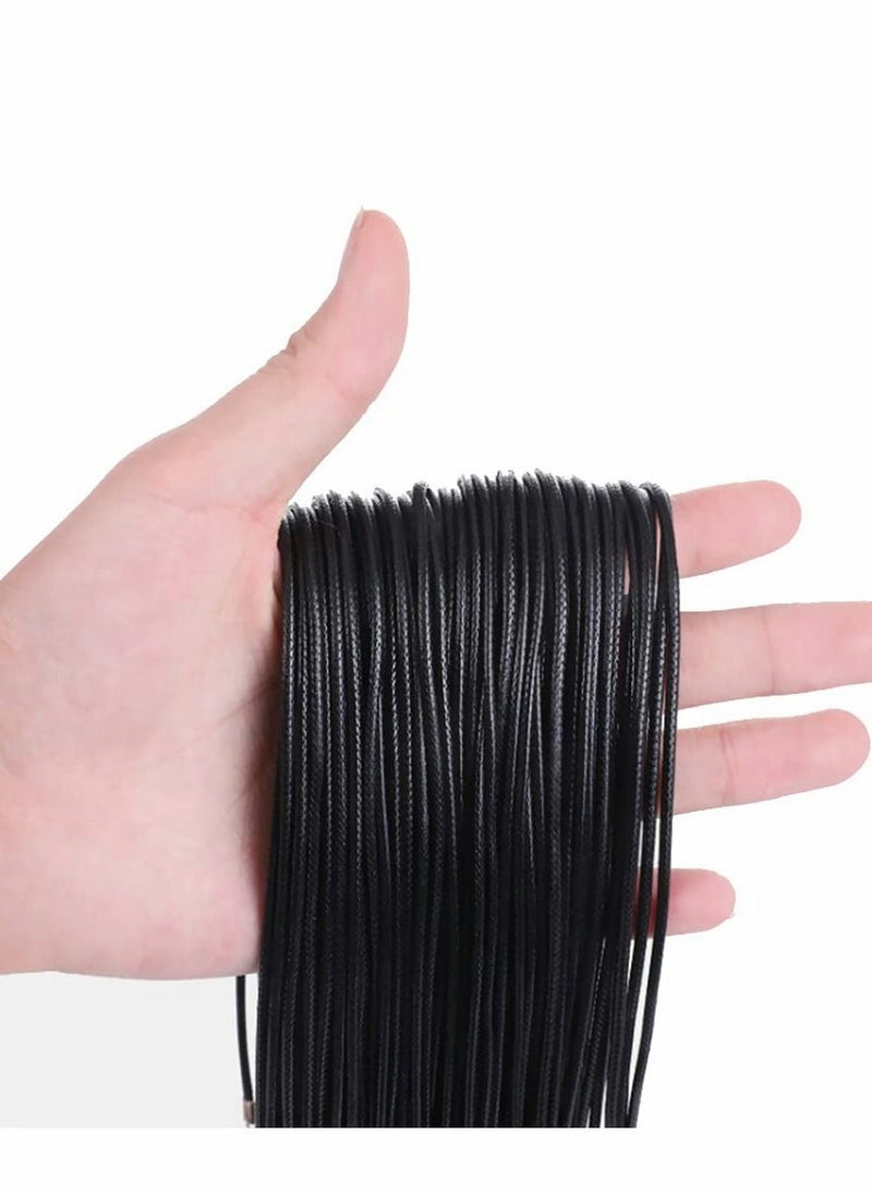 Excefore 100Pcs Black Waxed Necklace Cord with Lobster Clasp Bulk for Bracelet Making  - Image 2