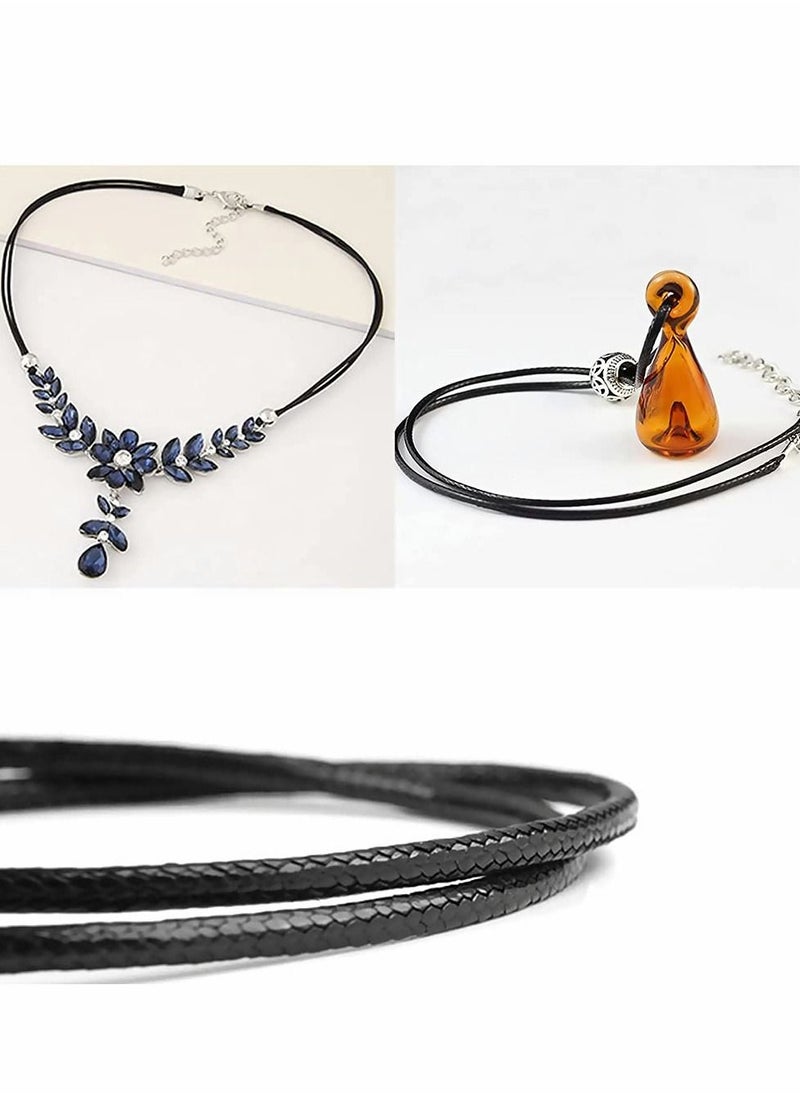 100Pcs Black Waxed Necklace Cord with Lobster Clasp Bulk for Bracelet Making