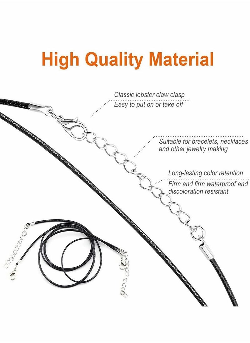 Excefore 100Pcs Black Waxed Necklace Cord with Lobster Clasp Bulk for Bracelet Making  - Image 3