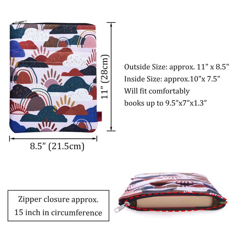 LParkin Whimsical Clouds Book Sleeve, Book Covers for Paperbacks, Washable Fabric, Book Sleeves with Zipper, Medium 11 X 8.5 Inch - Image 5