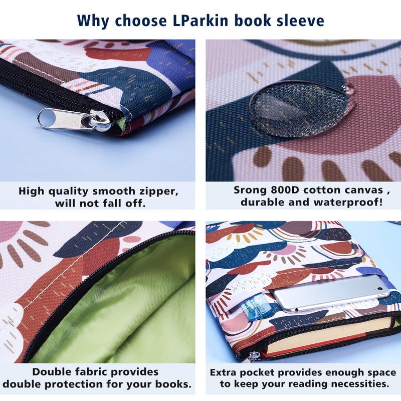 LParkin Whimsical Clouds Book Sleeve, Book Covers for Paperbacks, Washable Fabric, Book Sleeves with Zipper, Medium 11 X 8.5 Inch - Image 4