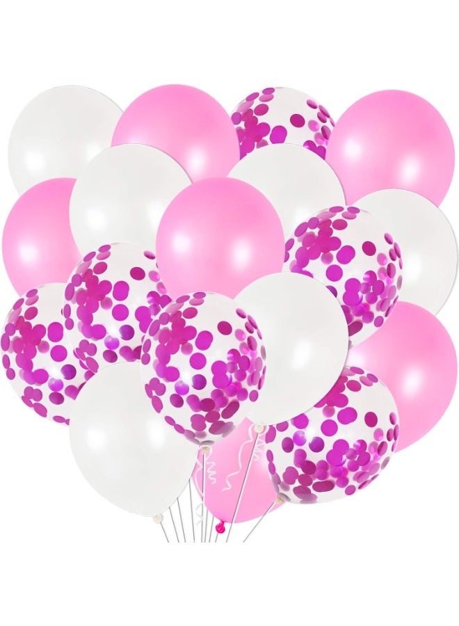 Pink, White and Pink Confetti Latex Balloons Kit - Pack of 30 | Pink White Helium Balloons for Girl Birthday Decoration | Romantic Balloons for Anniversary, Wedding, Valentines Party Decor, Baby Shower - Image 1