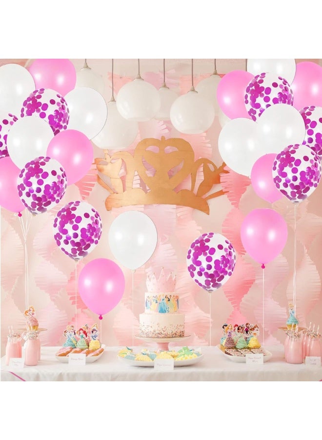 Pink, White and Pink Confetti Latex Balloons Kit - Pack of 30 | Pink White Helium Balloons for Girl Birthday Decoration | Romantic Balloons for Anniversary, Wedding, Valentines Party Decor, Baby Shower - Image 3