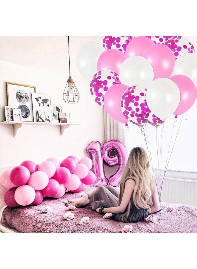 Pink, White and Pink Confetti Latex Balloons Kit - Pack of 30 | Pink White Helium Balloons for Girl Birthday Decoration | Romantic Balloons for Anniversary, Wedding, Valentines Party Decor, Baby Shower - Image 5