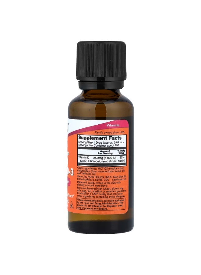 now Liquid Vitamin D-3, 1,000 IU, 1 fl oz (30 ml) - Image 2