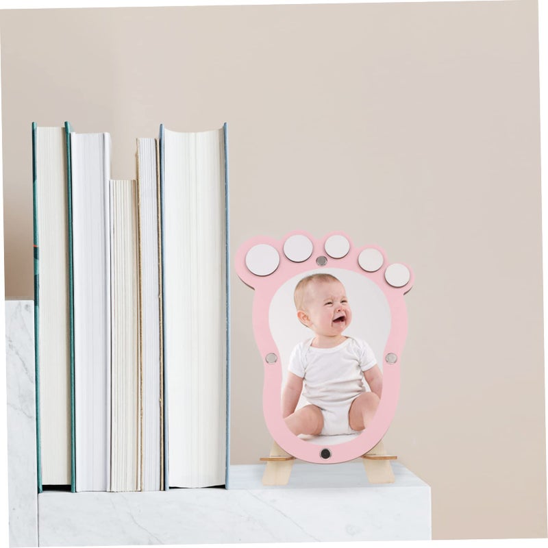 Pink Newborn Footprint Photo Frame Elegant Keepsake For Baby First Birthday Christening Nursery Decor - Image 3
