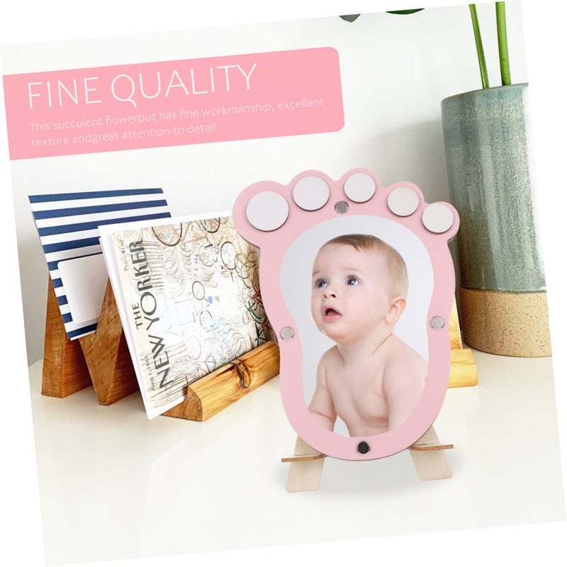 Pink Newborn Footprint Photo Frame Elegant Keepsake For Baby First Birthday Christening Nursery Decor - Image 4