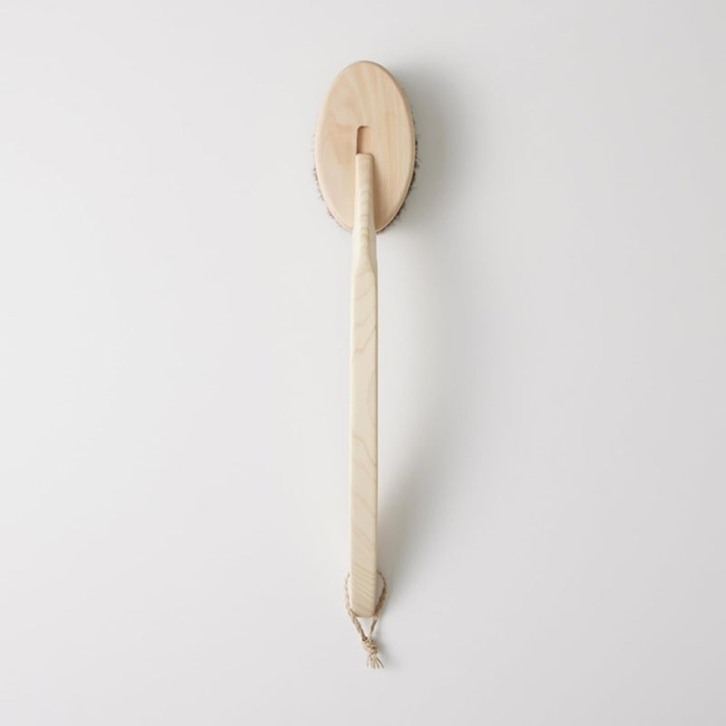 IPPINKA Bath Body Brush with Curved Handle Made of Horse Hair Made in Japan - Image 2