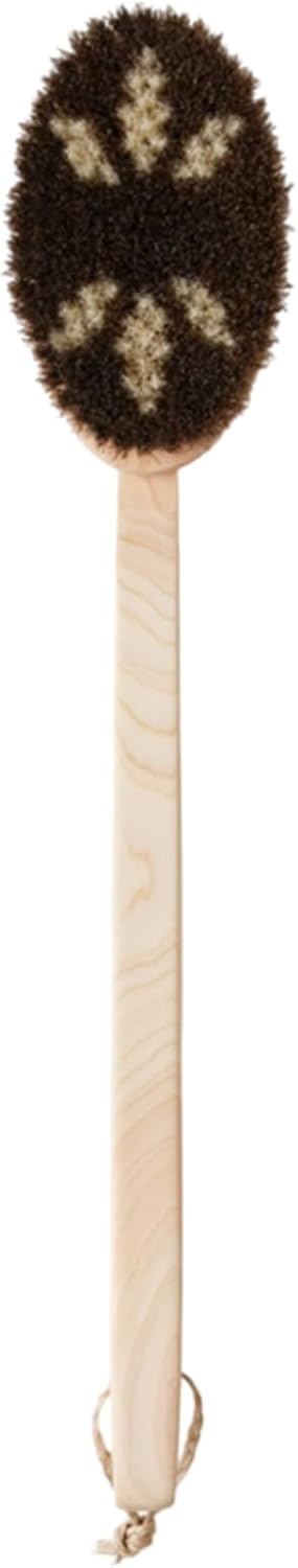 IPPINKA Bath Body Brush with Curved Handle Made of Horse Hair Made in Japan - Image 1