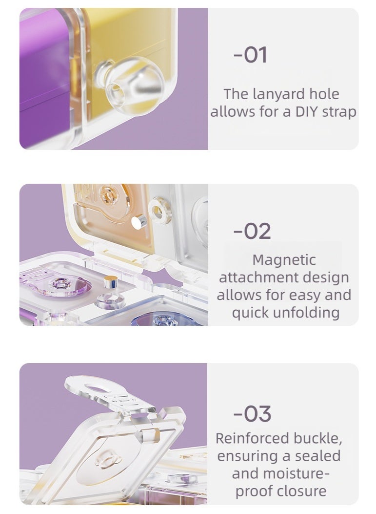 صندوق حبوب على شكل مكعب ملون بحبل تعليق، منظم أدوية محمول، حل تخزين مدمج للاستخدام اليومي، هدية مثالية لمن يهتمون بصحتهم. - Image 5