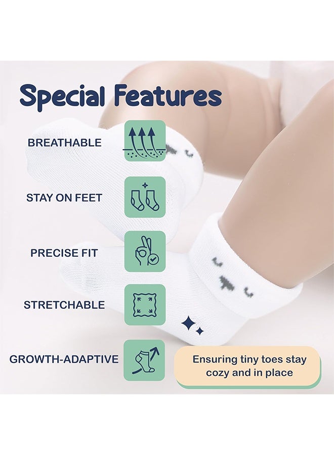 جوارب للأطفال من القماش الفروية للجنسين 4 قطع للرضع من عمر 6-12 شهرًا، جوارب دافئة للبنين والبنات - Image 2