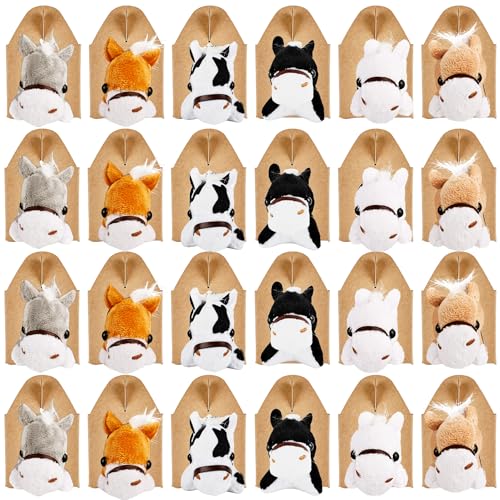 Flahard 48 Pcs Horse Party Favors Include 24 Mini Stuffed Horse Animals Toys Plush Horse Animals and 24 Foldable Boxes for Adopt a Horse Party Favors Farm Party Goodie Bag Fillers - Image 1