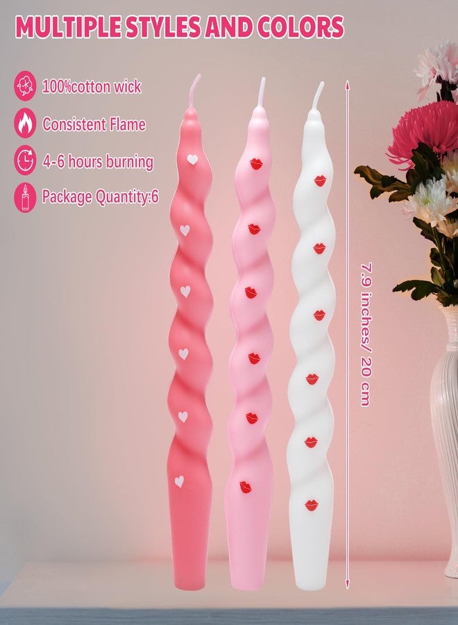 Conelist 6 Pcs 8 Inch Taper Candles Heart and Lip Candle Sticks for Bachelorette Bridal Wedding Party Baby Shower Table Cake Decor - Image 2