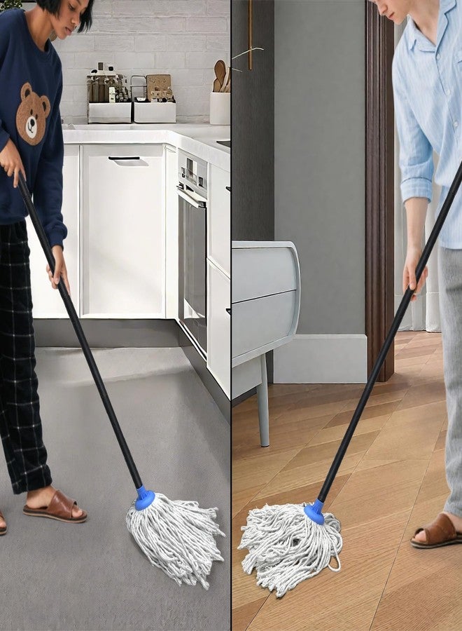 Zthluyc Indoor Mop for Floor Cleaning - Cotton Mops for Floor Cleaning, Regular Mop for Floors, 49-inch Simple Mops for Cleaning Living Rooms, Bathrooms, and Kitchens. (White&Blue - Image 4