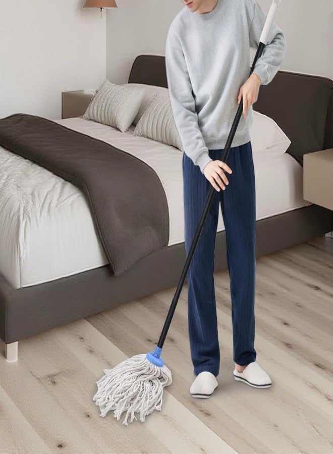 Zthluyc Indoor Mop for Floor Cleaning - Cotton Mops for Floor Cleaning, Regular Mop for Floors, 49-inch Simple Mops for Cleaning Living Rooms, Bathrooms, and Kitchens. (White&Blue - Image 2