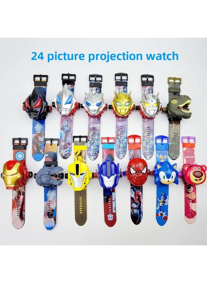 Shake The Sound Of The Same Jade GUI Dog Melody Cartoon 24 Figure Projection Watch Flip Sanrio Series Toy Watch-Color:8527 Masked Man [time + 24 Projections + Flip Cover] - Image 3