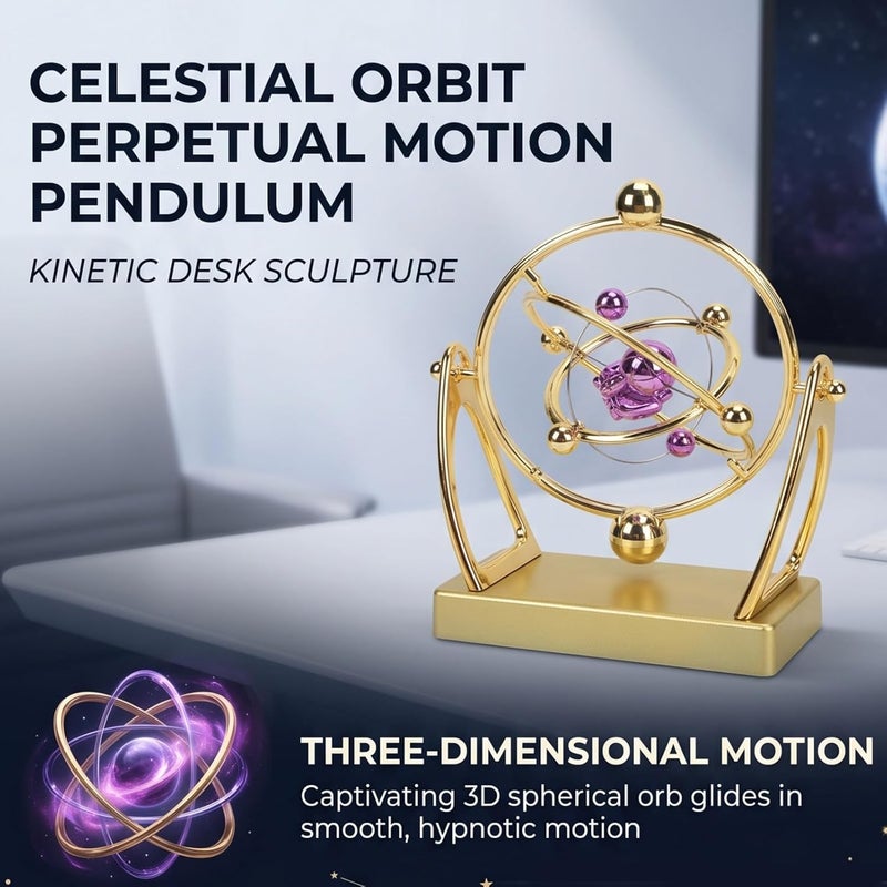 Light sturdy raw material Celestial Orbit 3D Space Desk Decor for Home Office, Kinetic Perpetual Motion Pendulum Toy for Creative Minds, ABS Material Low wear optimized design Detachable clean All space matching look Market popular practical build Carefully engineered build Individual & group usable Upgraded classic design Classified organized storage Gulf climate upgraded quality Anti slip Experience optimized build Sufficient order stock Economical upgraded quality Yearly optimized delivery route Oil resistant Multi-use detailed build Big & small space compatible Mountain region eligible ship Bug proof seal Modern practical shape Elegant practical design Tight fitted parts Assorted natural tone picks General standard crafted - Image 3