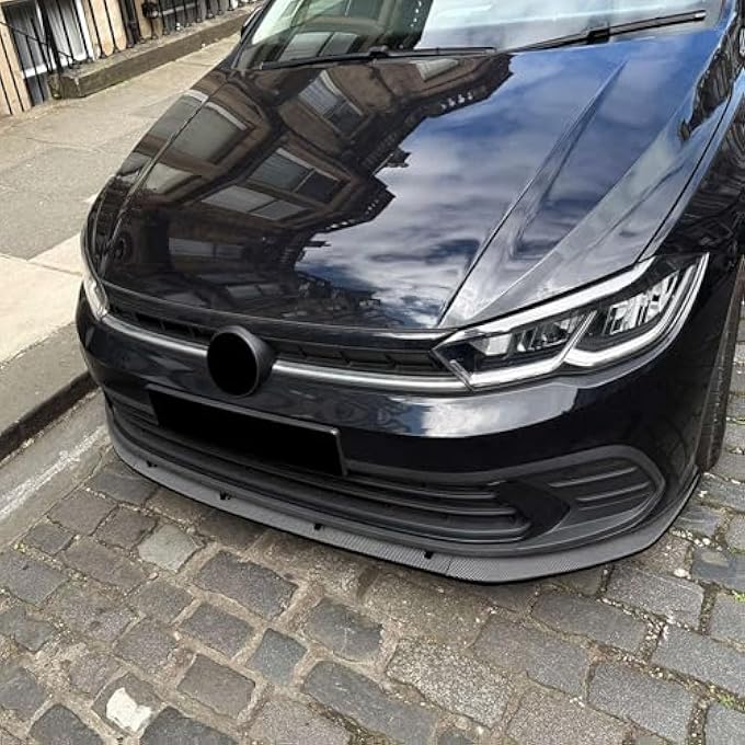 FINMOKAL موزع شفاه المصد الأمامي للسيارة مع مجموعة هيكل واقي الذقن السفلي متوافق مع VW Polo MK6.5 2022-2024 (مظهر ألياف الكربون) - Image 5
