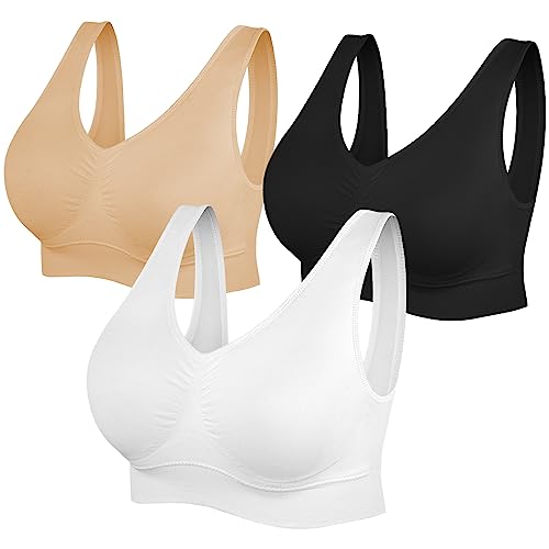 SIMIYA Womens Sports Bras, Yoga Comfort Seamless Stretchy Sports Bra for Women 3 Pack - Image 1