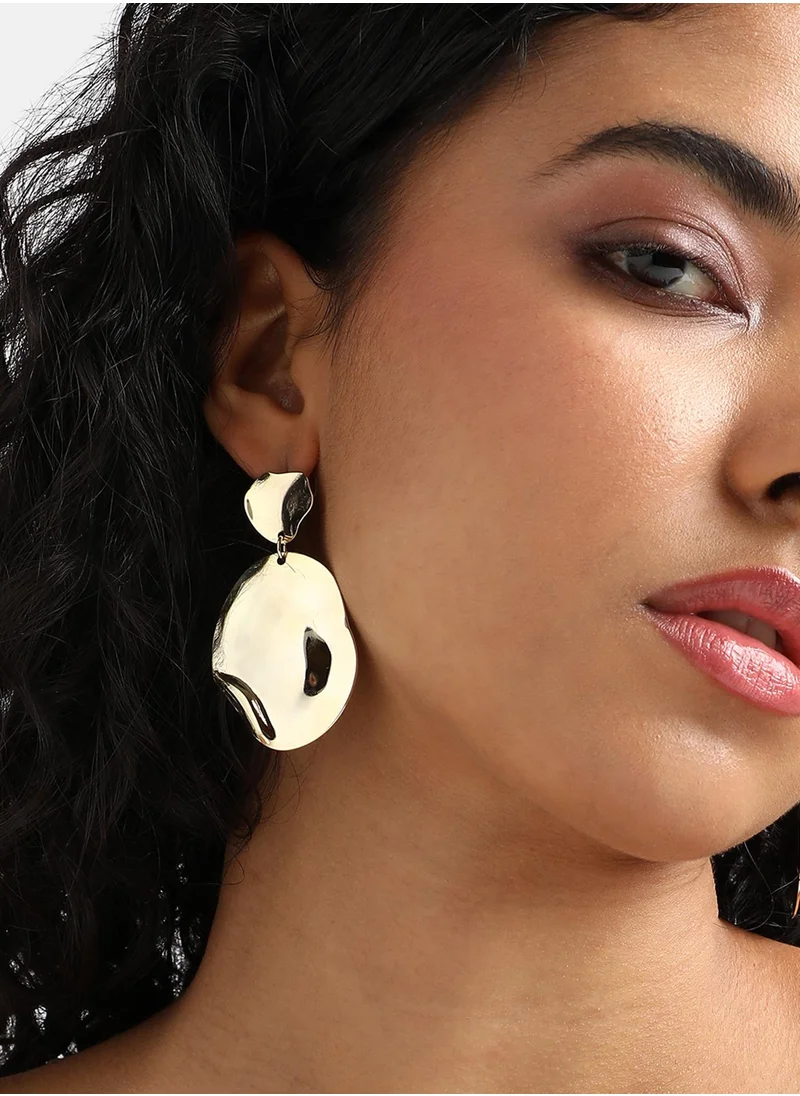 SOHI Textured Circular Drop Earrings