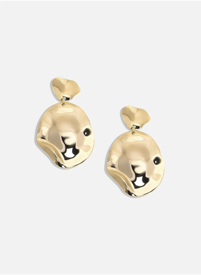 SOHI Textured Circular Drop Earrings