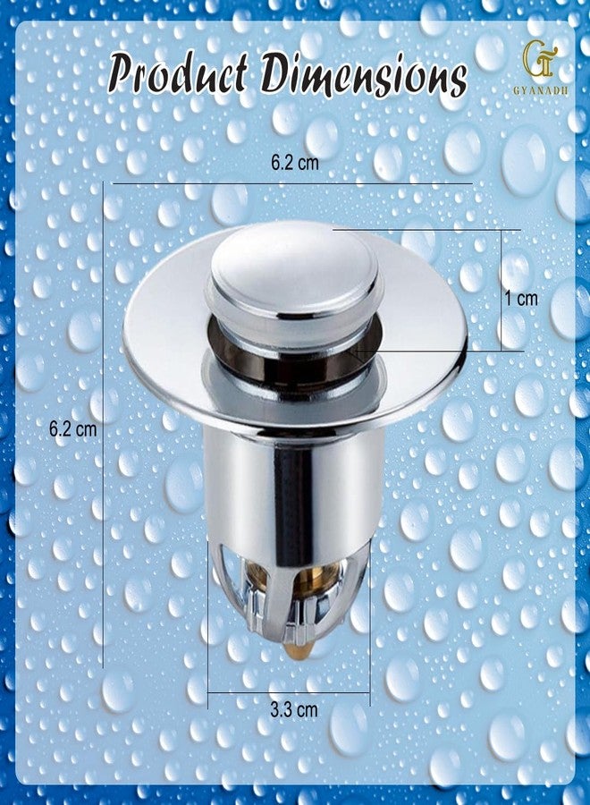 Gyanadh Click Clack Basin Waste Without Overflow | Pop Up Wash Basin Drain Plug | Heavy Duty Brass Bathroom Sink Drain Valve Chrome Finish Universal Basin Waste Fitting - Image 3