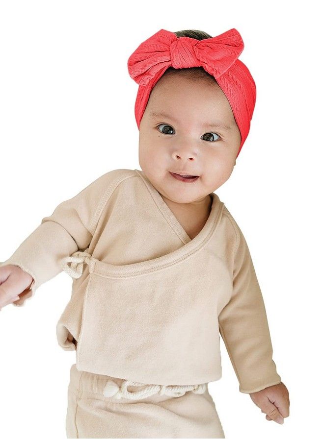 Syga Baby Girls Jacquard Soft Nylon Headbands Hairbands Hair Accessories Bow Headband For Newborns Infants Toddlers And Kids 03 Years (Red) - Image 1