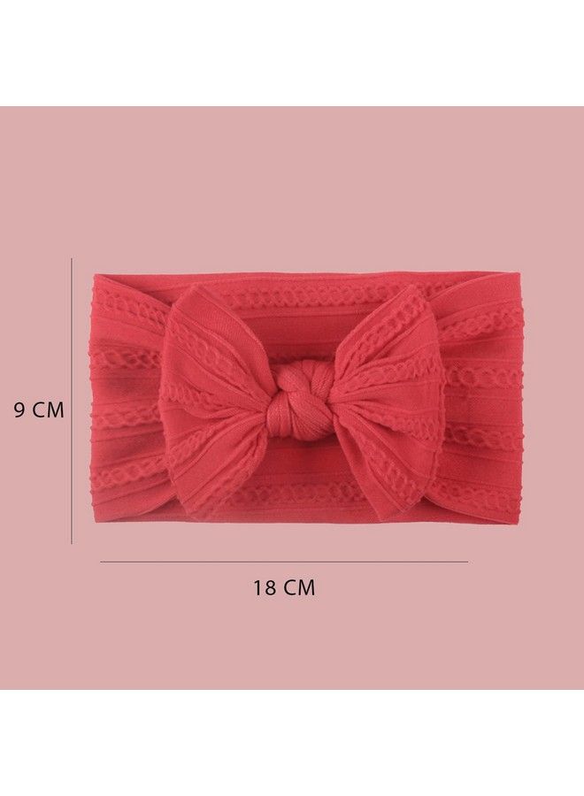 Syga Baby Girls Jacquard Soft Nylon Headbands Hairbands Hair Accessories Bow Headband For Newborns Infants Toddlers And Kids 03 Years (Red) - Image 3