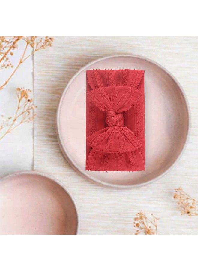 Syga Baby Girls Jacquard Soft Nylon Headbands Hairbands Hair Accessories Bow Headband For Newborns Infants Toddlers And Kids 03 Years (Red) - Image 4