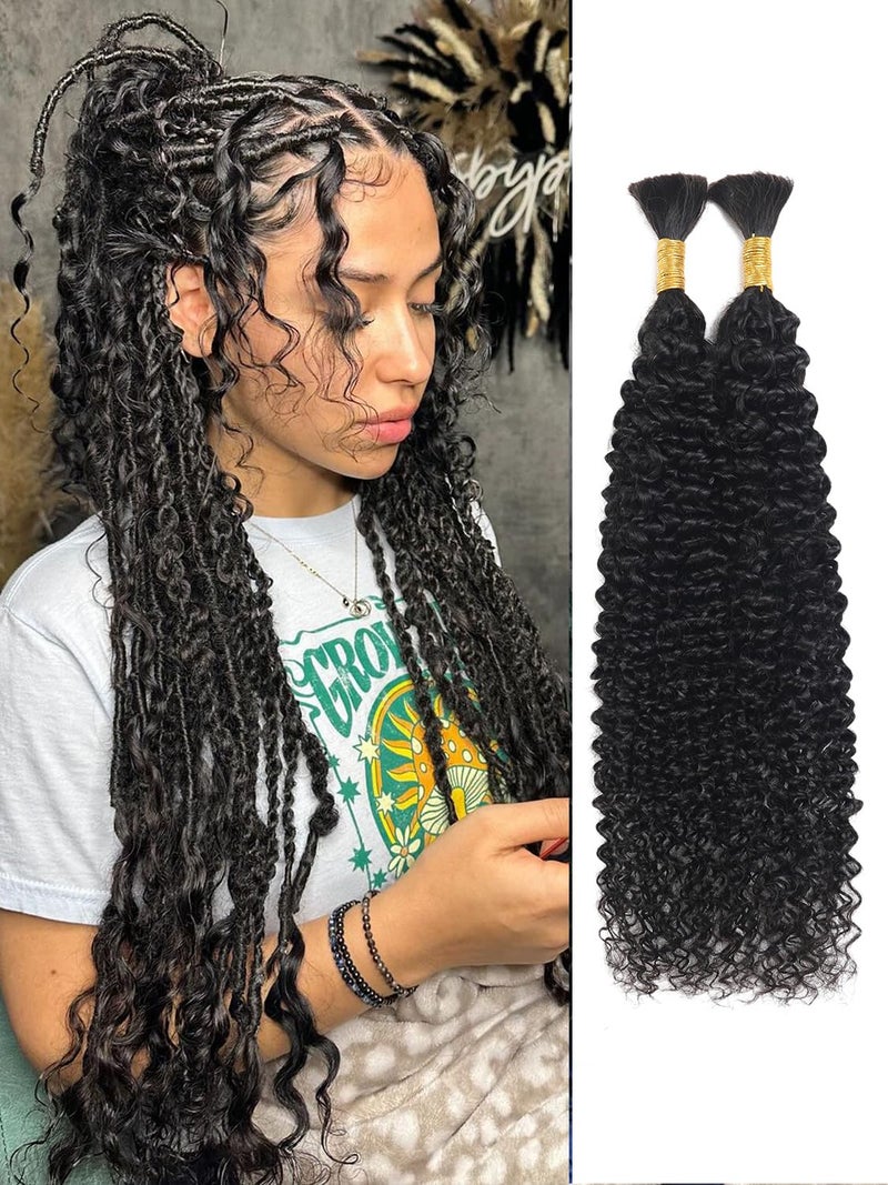 YNiSew 20Inch 100 Percent Human Braiding Hair For Boho Braids Bohemian Hair For Braiding Bulk Human Hair Bundles For Braiding Curly Micro Braiding Hair Human Hair Wet And Wavy YNisew - Image 1