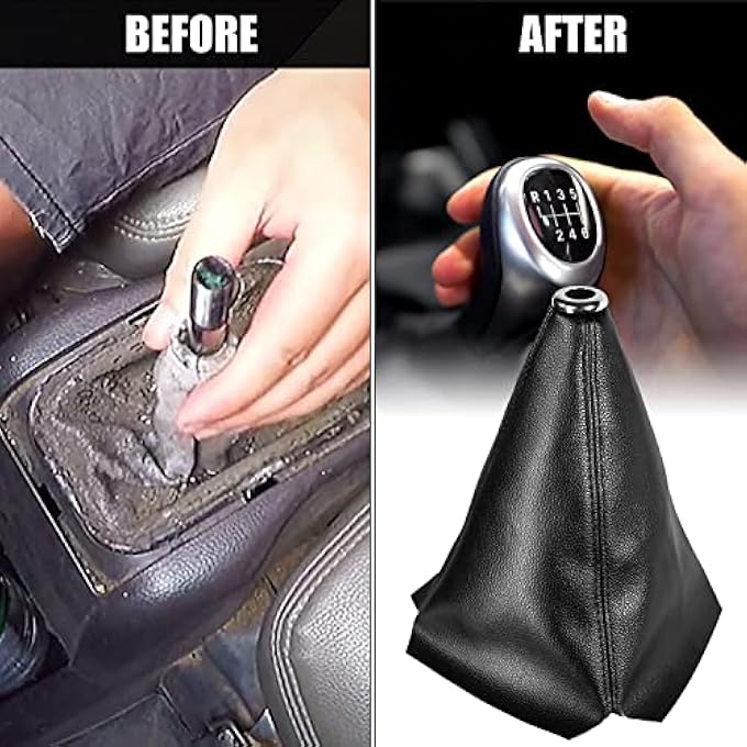 rayihni Universal Car Shift Knob dust Cover Black PU Leather ManualAuto Shifter Shift Boots Cover Black - Image 4