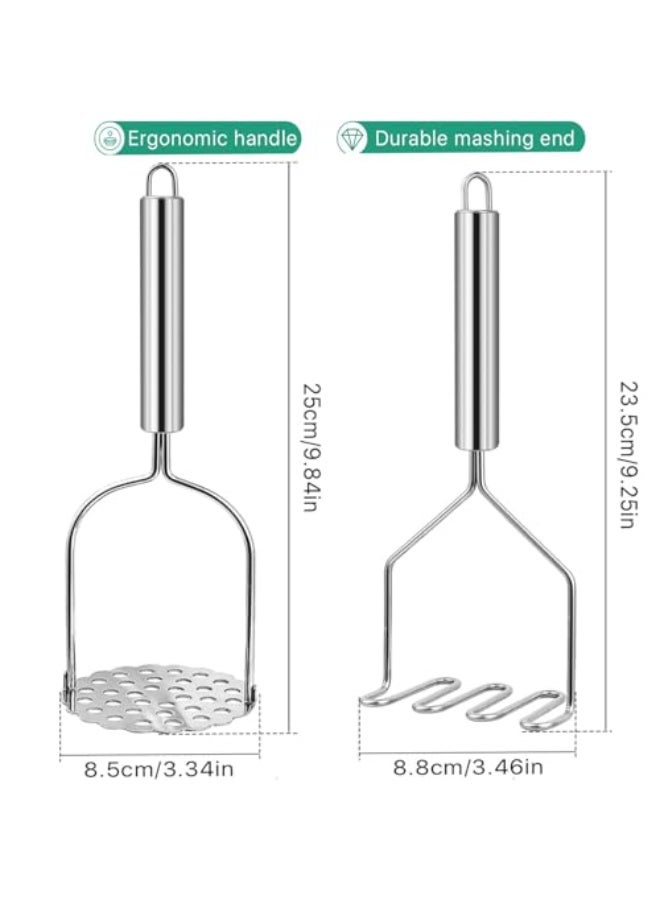 فاصولا هراسة بطاطس من ، قطعتان شديدة التحمل من الستانلس ستيل، هراسة خضروات للمطبخ، هراسة سلكية للبطاطس والافوكادو والفاصوليا والفواكه والخضروات - Image 2