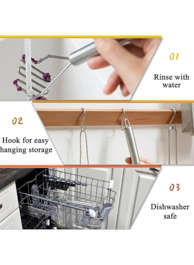 فاصولا هراسة بطاطس من ، قطعتان شديدة التحمل من الستانلس ستيل، هراسة خضروات للمطبخ، هراسة سلكية للبطاطس والافوكادو والفاصوليا والفواكه والخضروات - Image 3