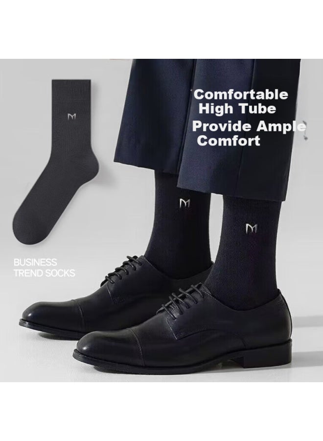 COTTON Mianxiaonian Men's Mid-calf Socks, 100% Pure Cotton, 10a Antibacterial And Odor-resistant, White Breathable Business Casual Long Socks For Autumn And Winter, 6 Pairs - Image 5