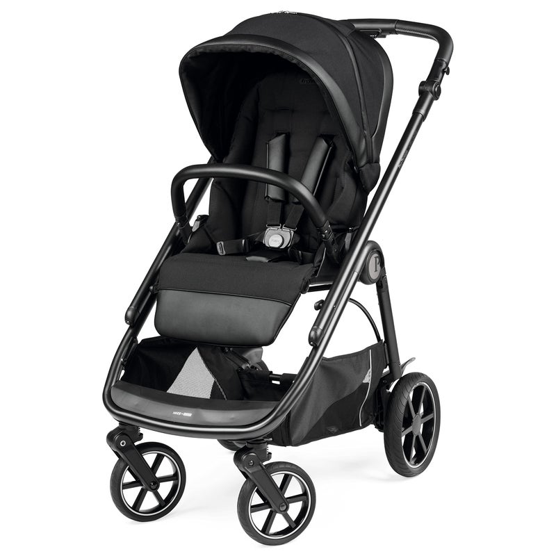 Peg Perego Veloce Compact Full Featured Lightweight Stroller Compatible with All Primo Viaggio 435 Infant Car Seats Made in Italy Licorice Black Black ecoLeather