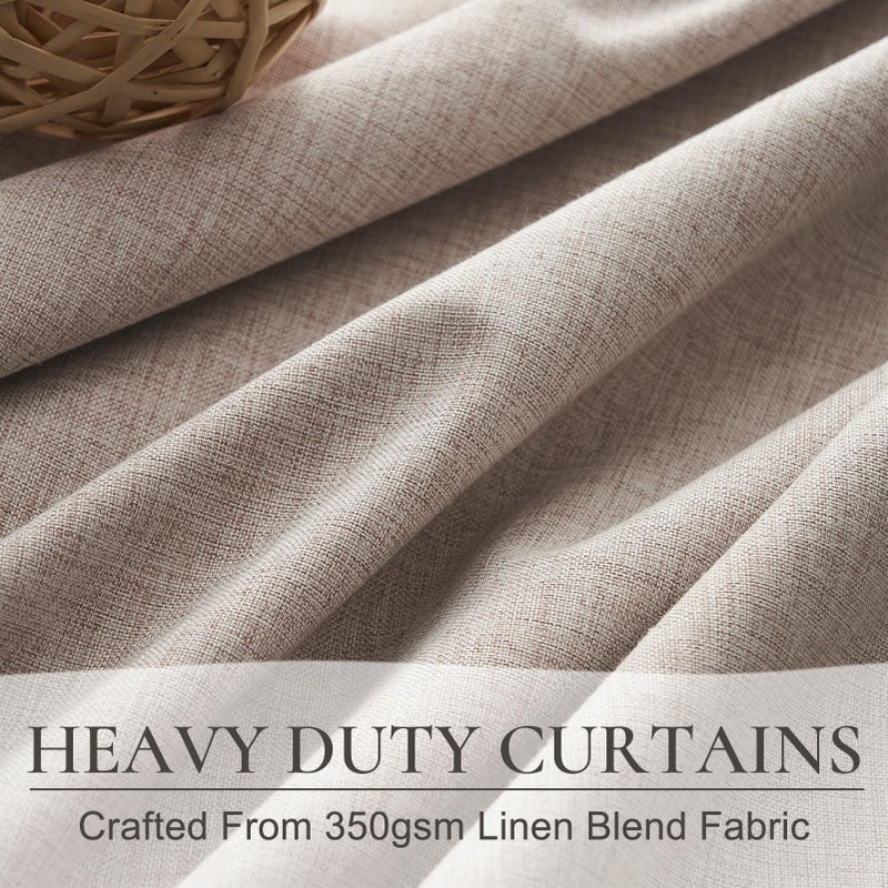 QJmydeco Living Room Curtains 84 Inches Long Tan Beige Pinch Pleated Linen Basics Window Curtains Total Blackout Burlap Sunblock Thermal Drapes for Summer Cabin/Office/Nursery Room Divider (40""x84"" 2panels)  - Image 5