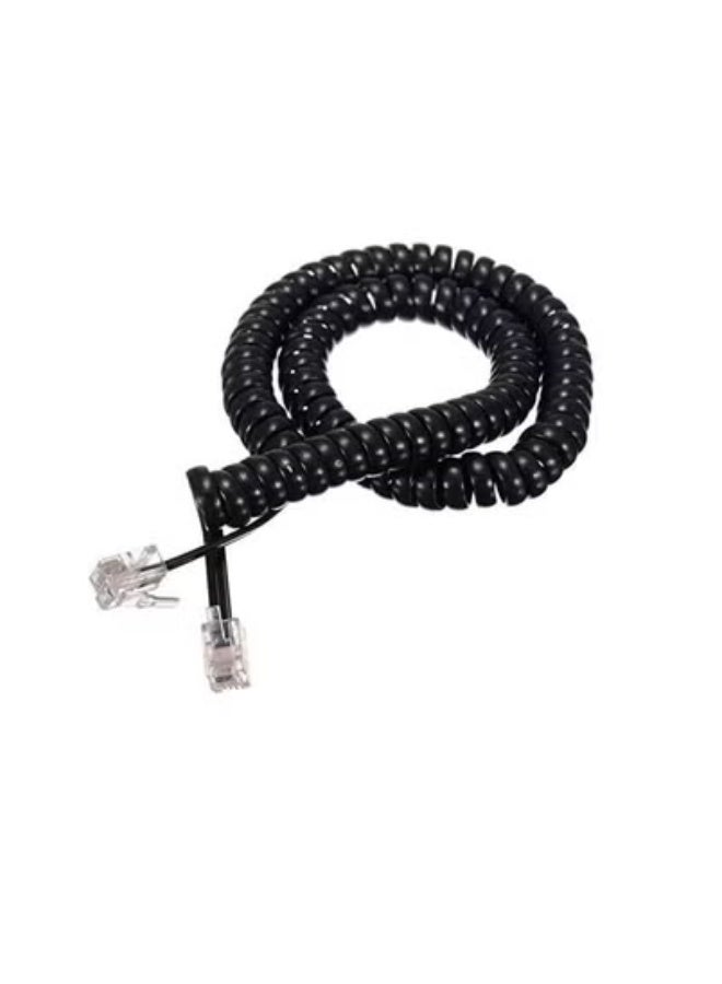 Telephone Handset Cable Telephone Coiled hanset Cord Telephone Spiral cable Compatible with Landline/IP Phones,Stretch Length 2m Black