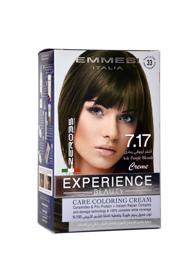 EMMEBI ITALIA Beauty Experience Care Coloring Cream Ash Purple Blonde 7.17 
