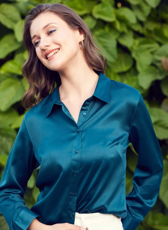 STREET 9 Comfort Fit Satin Casual Shirt for Women