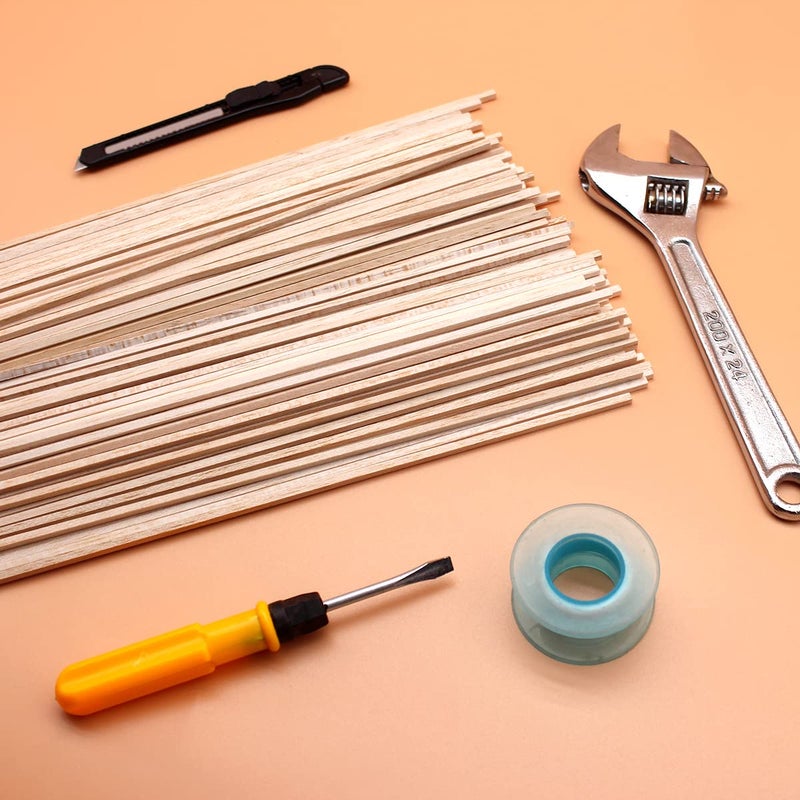 Benvo 100 Pieces Balsa Wood Sticks Square Wooden Dowels Unfinished Hardwood Strips Natural Long Woodcraft Sticks Batons for DIY Crafts Model Making (1/8 x 1/8 x 11.8 Inch) - Image 5