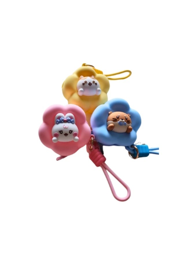 Moon Berry Cute Cartoon Silicone Water Coin Pouch with Keychain Strap - Image 1