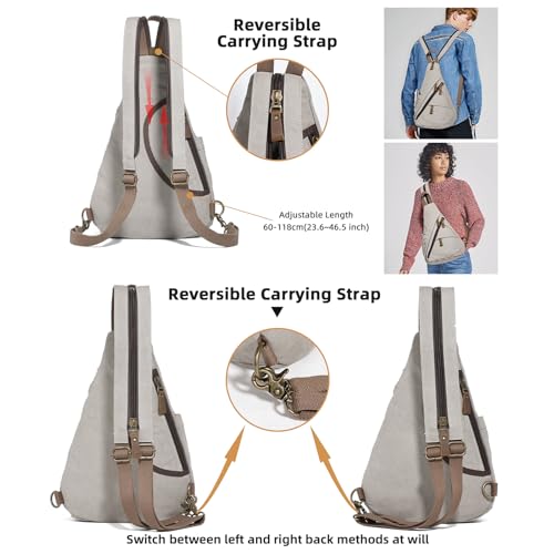 KL928 Canvas Sling Bag - Small Crossbody Backpack Shoulder Casual Daypack Rucksack for Men Women(Large Version) - Image 3