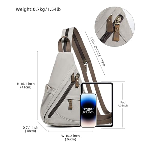 KL928 Canvas Sling Bag - Small Crossbody Backpack Shoulder Casual Daypack Rucksack for Men Women(Large Version) - Image 2