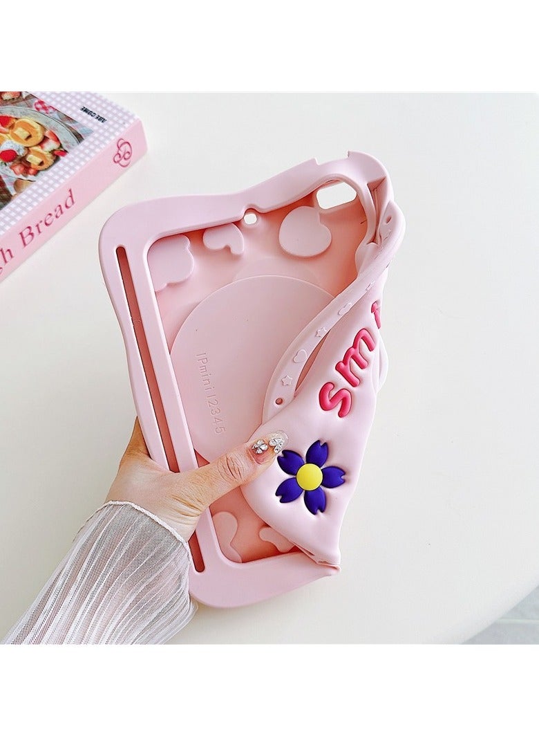 general Silicone case for iPad mini1/2/3/4/5 7.9 inch Flower pattern handheld with pen slot Drop-proof thickened silicone case - Image 2